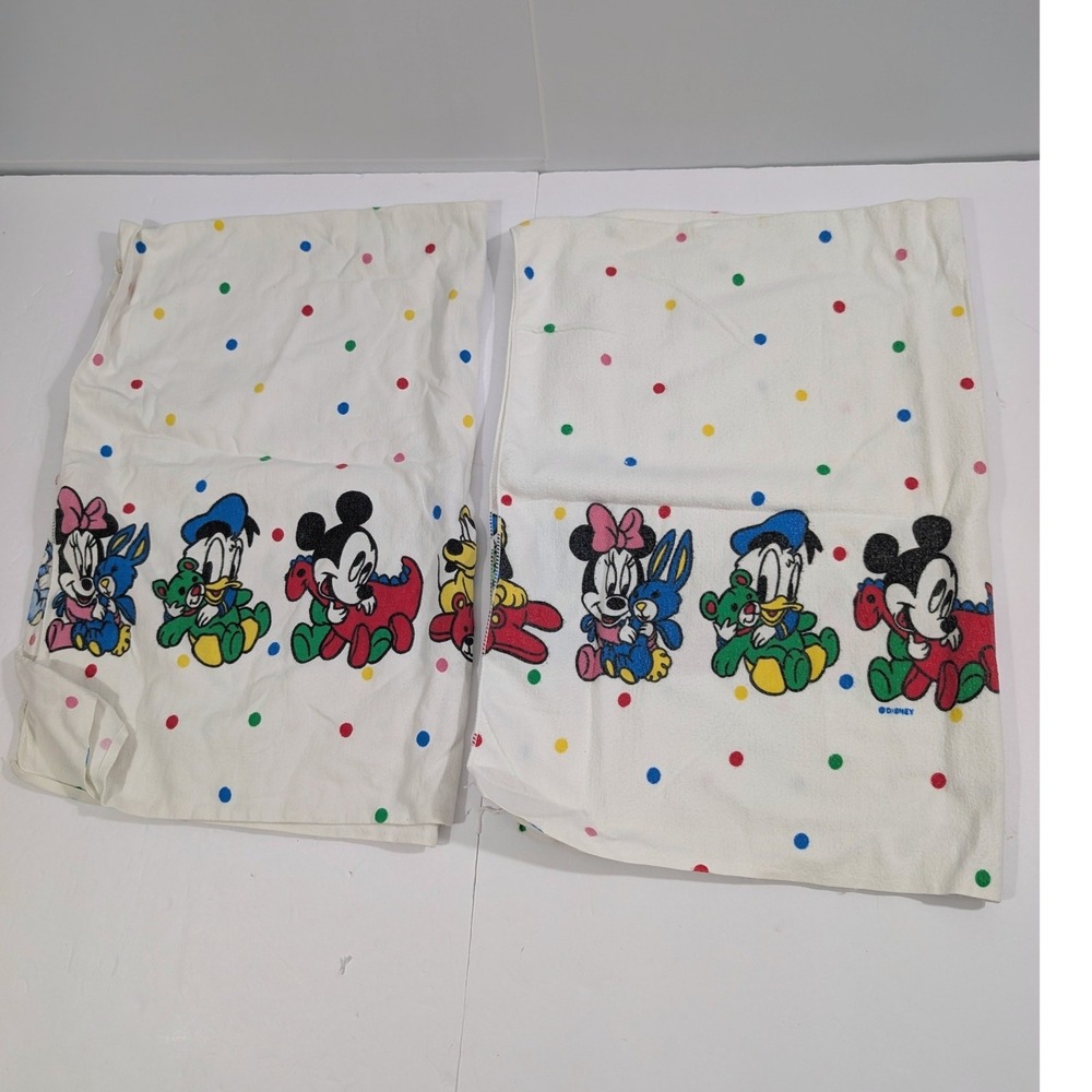 Vintage Disney Baby Mickey Minnie Donald Pluto Polka Dot Blankets JCPenney Set 2